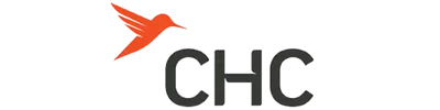 CHC logo with bold black lettering and a red hummingbird symbol, reflecting their commitment to lone worker safety through WorkSafe Guardian.