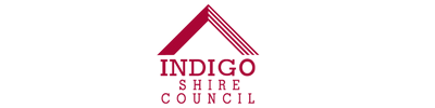 Indigo Shire Council logo with a stylised maroon roof shape and bold uppercase text, reflecting the council’s support for lone worker safety.