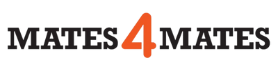 Mates4Mates logo with bold black text and an orange “4,” reflecting their commitment to lone worker safety through WorkSafe Guardian.
