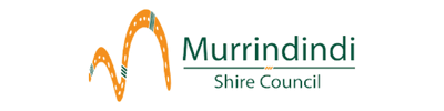 Murrindindi Shire Council logo featuring stylised orange hills with dotted road lines, alongside green text, symbolising regional identity and lone worker safety.