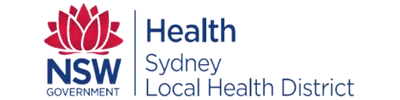 Sydney Local Health District logo with NSW Government red waratah emblem, representing their commitment to lone worker safety through WorkSafe Guardian.