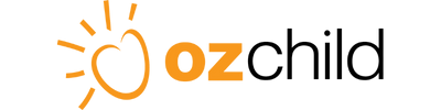 OzChild logo with an orange heart and sunburst icon, representing their commitment to lone worker safety as a WorkSafe Guardian client.