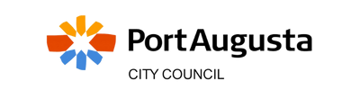 Port Augusta City Council logo featuring a geometric starburst in red, orange, and blue alongside bold black text, reflecting a commitment to lone worker safety.