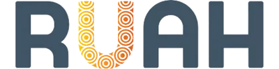 RUAH logo with bold dark lettering and a stylised orange ‘U’ made of concentric circles, showing their commitment to lone worker safety through WorkSafe Guardian.