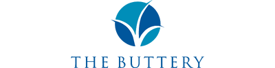 The Buttery logo featuring a blue circular icon with abstract growth shapes, showing their commitment to lone worker safety through WorkSafe Guardian.