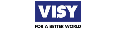 Visy logo with bold white text on a blue background and the tagline “For a Better World”, representing their commitment to lone worker safety through WorkSafe Guardian.