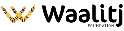 Waalitj Foundation logo featuring stylised boomerangs forming a “W,” representing their commitment to lone worker safety as a WorkSafe Guardian client.